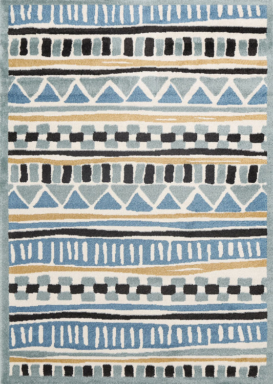 Piccolo Blue and Yellow Tribal Kids Rug
