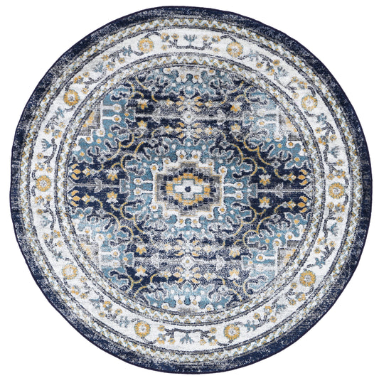 Provence Gruissan Blue & Ivory Transitional Round Rug