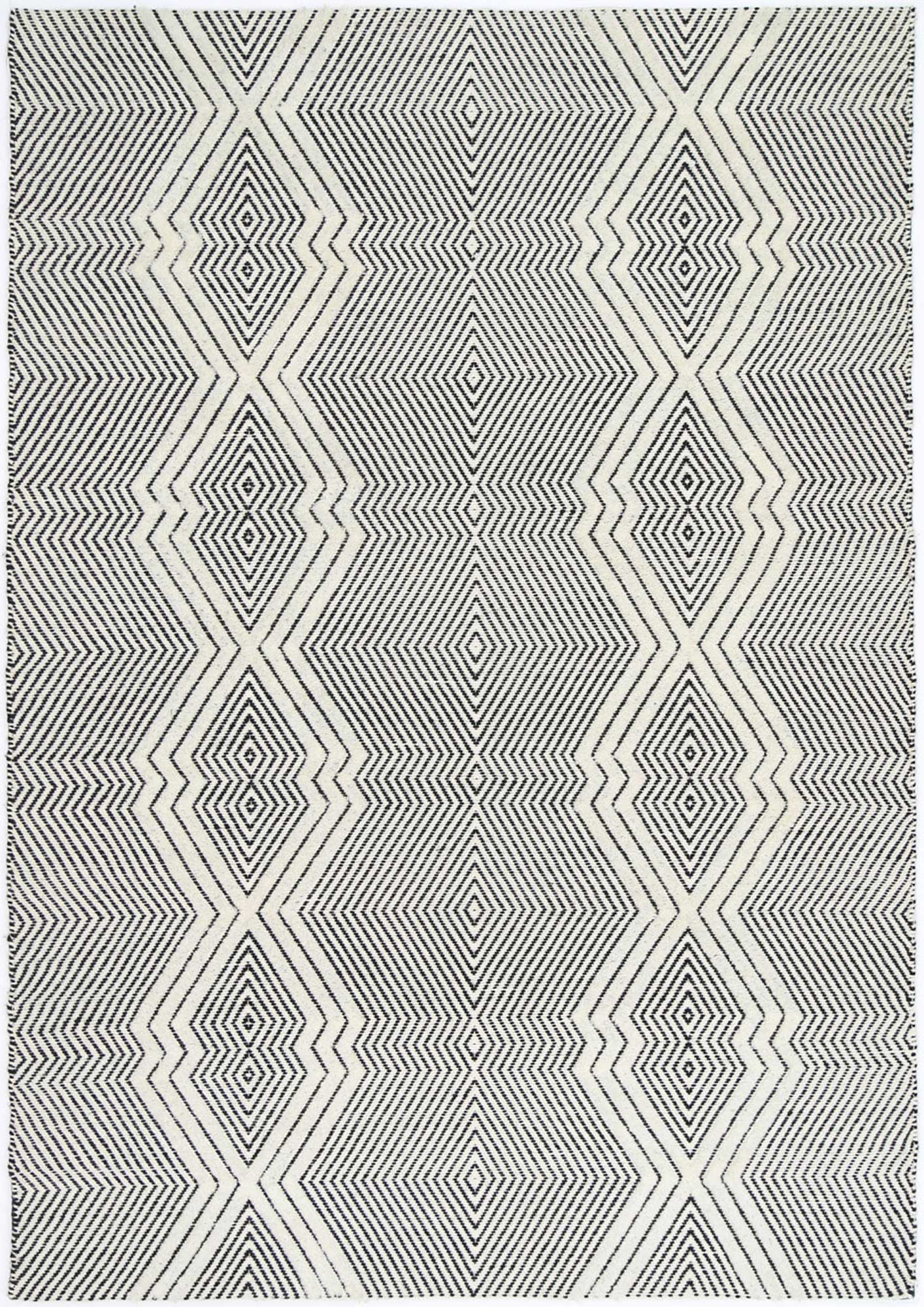 Kaiden Diamond Tribal Ivory Wool Rug