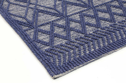 Kaiden Trellis Navy Blue Wool Rug