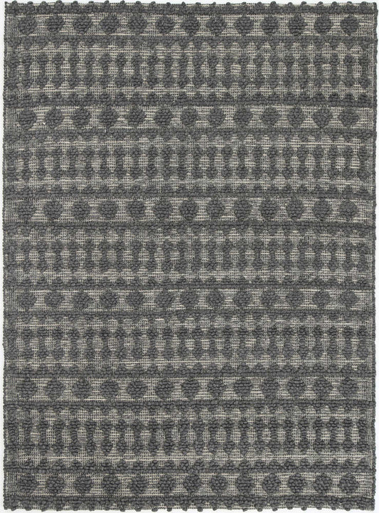 Kaiden Tribal Charcoal Grey Wool Rug