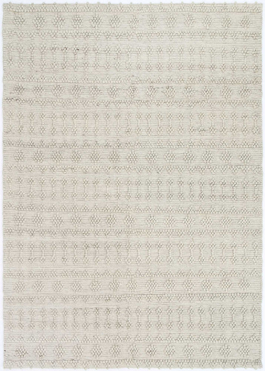 Kaiden Tribal Natural Beige Wool Rug