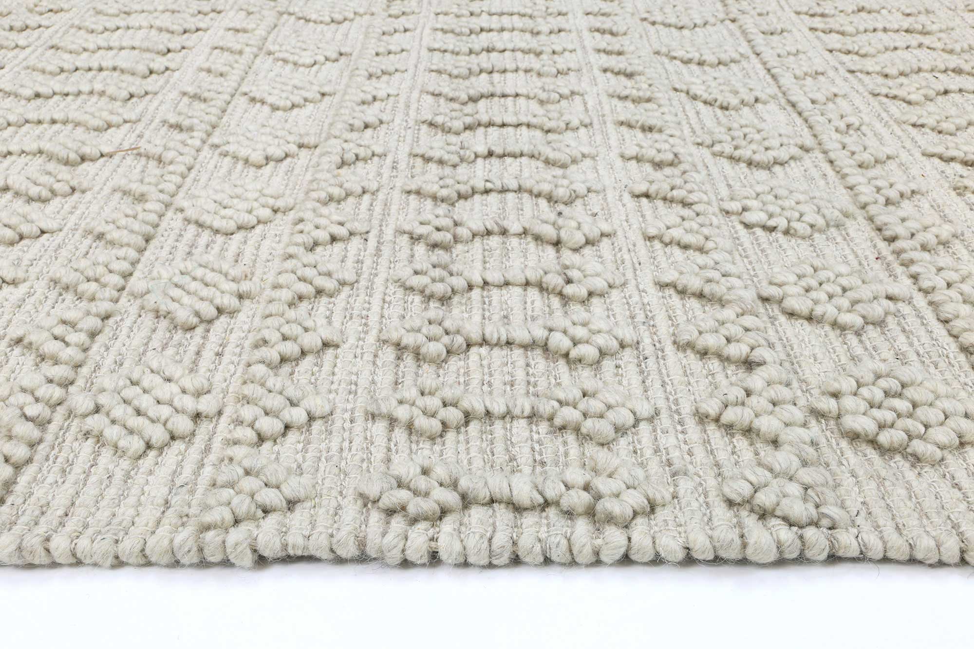 Kaiden Tribal Natural Beige Wool Rug