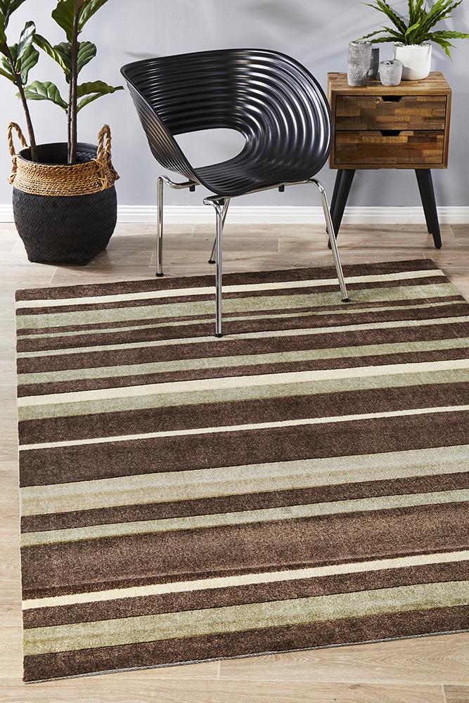 City Stylish Stripe Rug Brown Beige