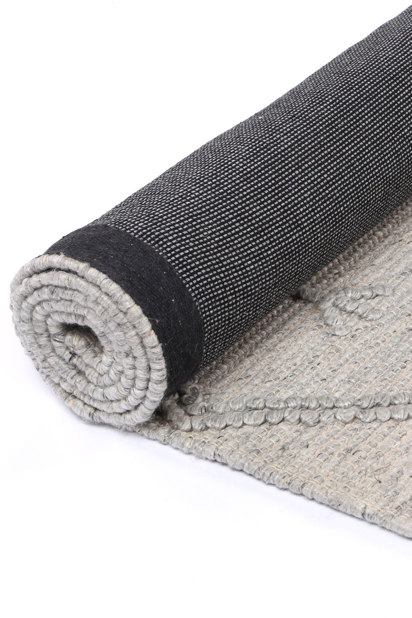 Goa Aztec Wool Blend Grey Rug (No Tassel)