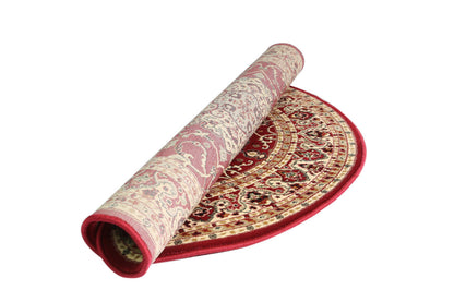 Ornate Red Bordered Traditional Flowered Rug
