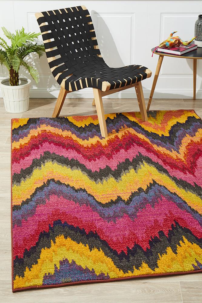 Kaleidoscope Designer Ikat Rug Pink
