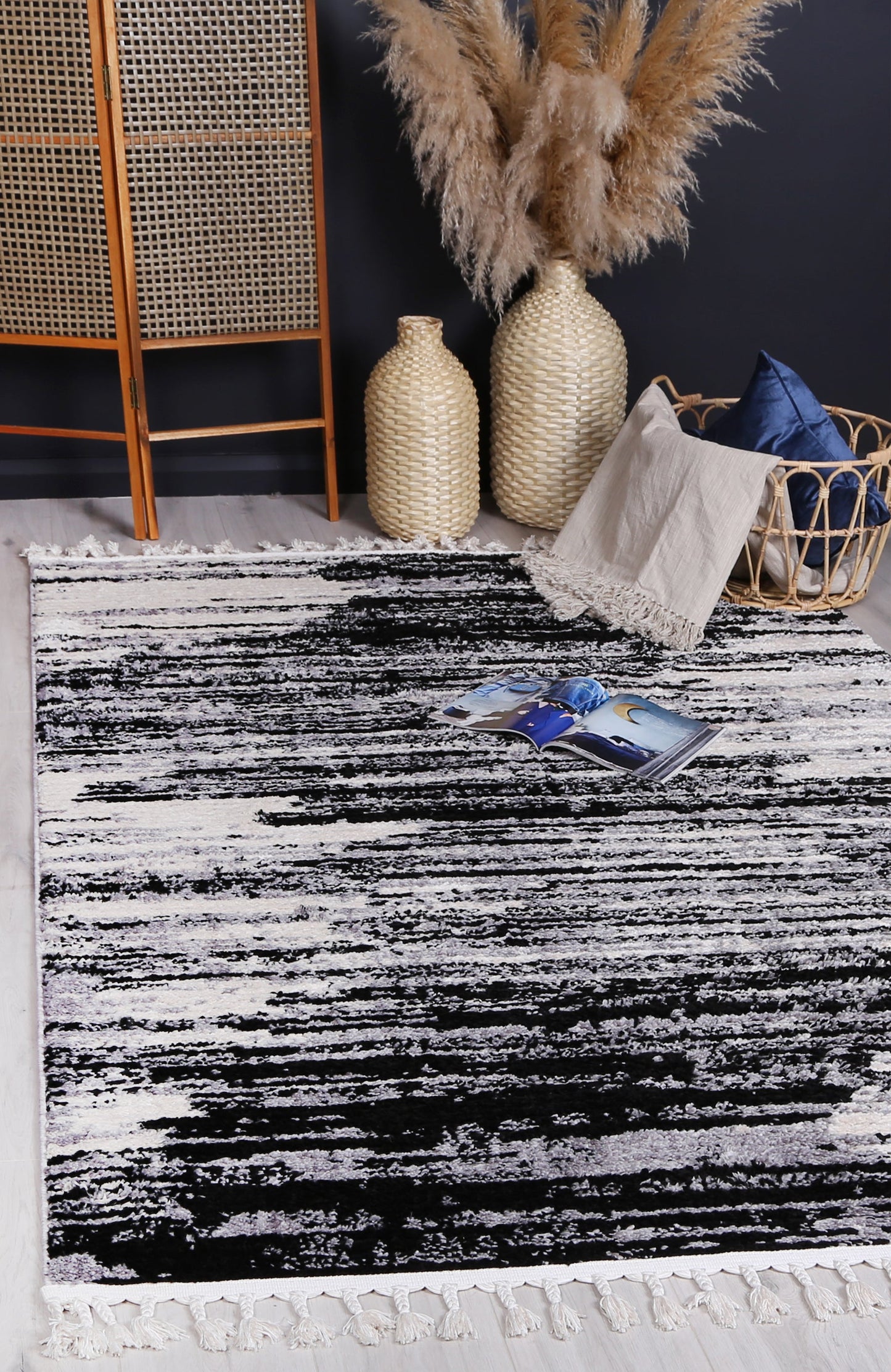 Mansour Acid Wash Grey Abstract Rug