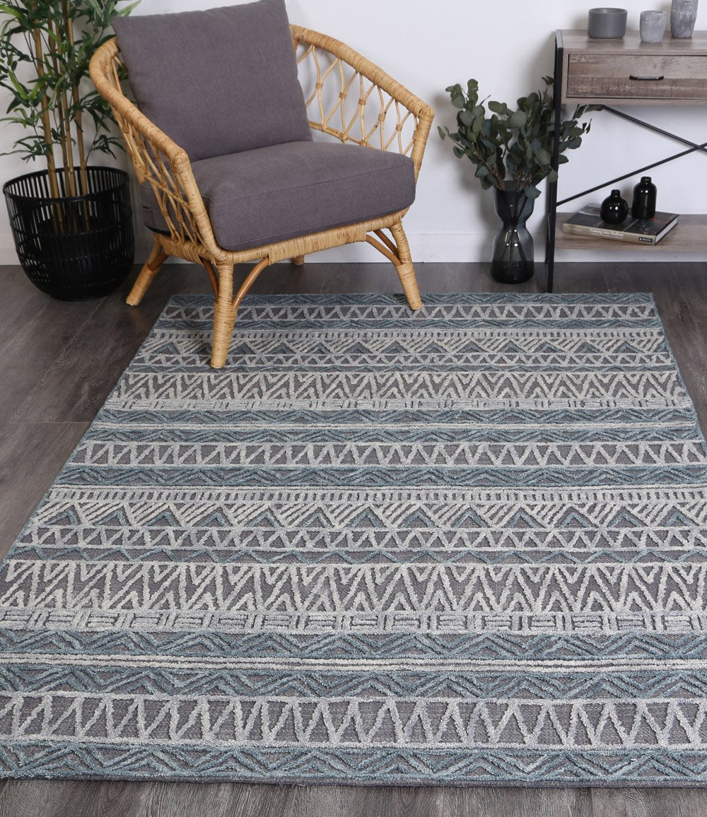 Mila Tribal Dark Grey Teal Rug