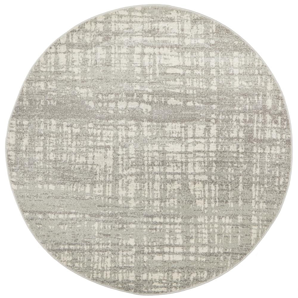 Mirage Ashley Abstract Modern Silver Grey Round Rug