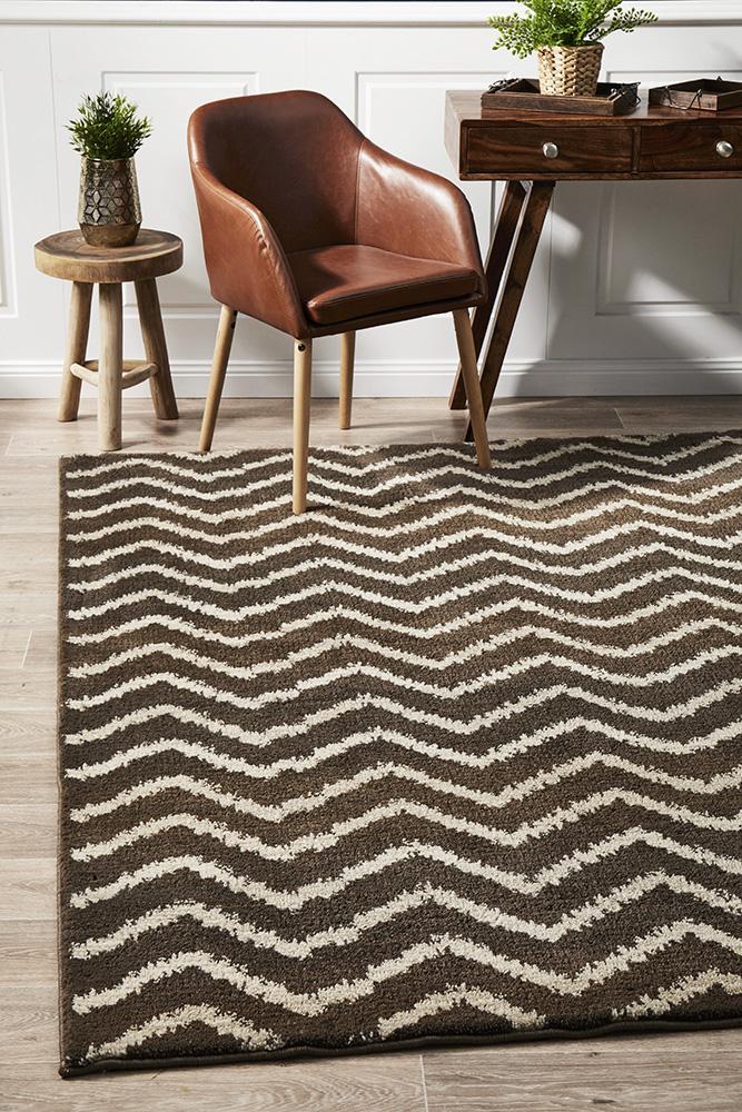 Moroccon Style  Chevron Design Brown Beige Rug