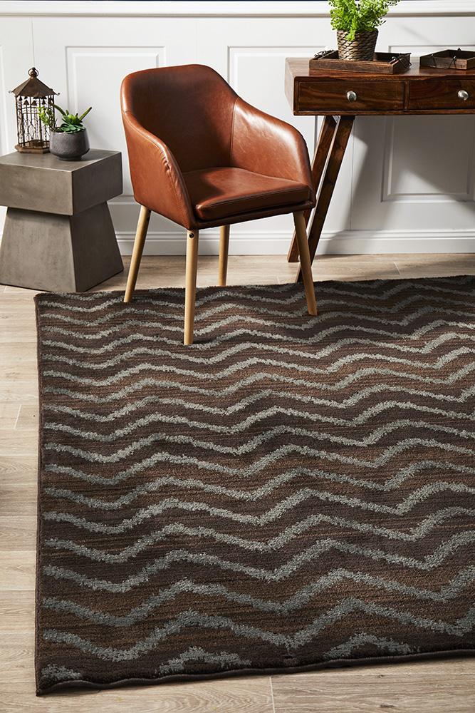 Moroccon Style  Chevron Design Brown Grey Rug