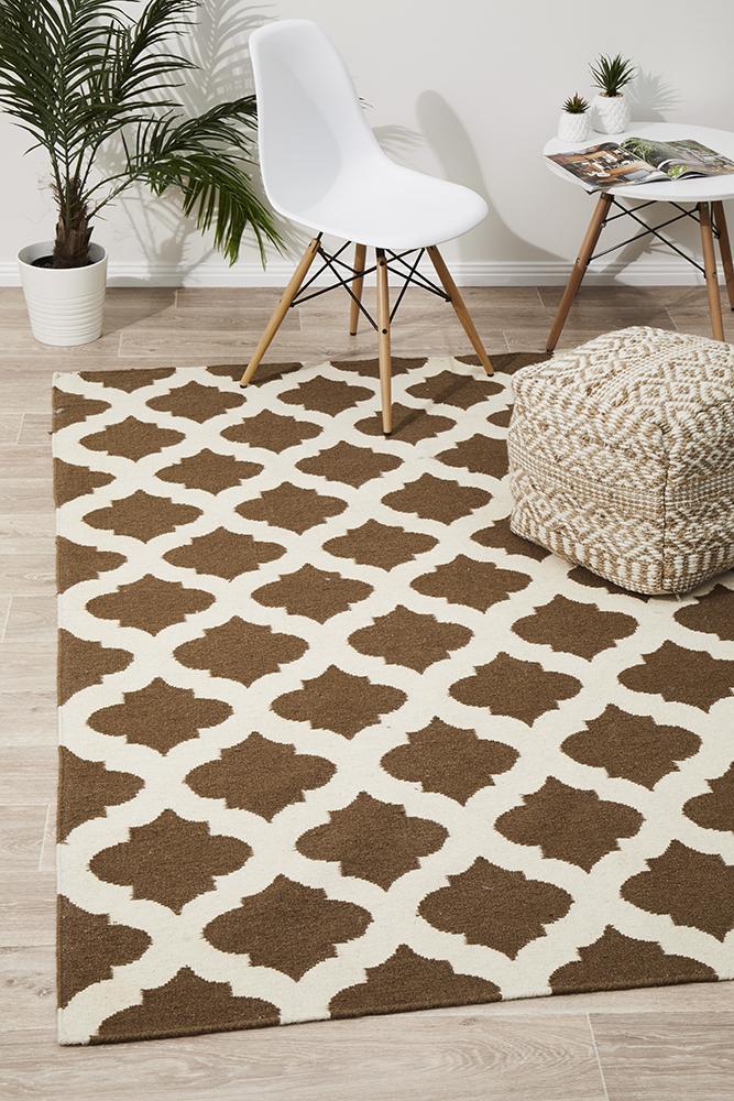 Nomad Pure Wool Flatweave 15 Brown Ivory Rug
