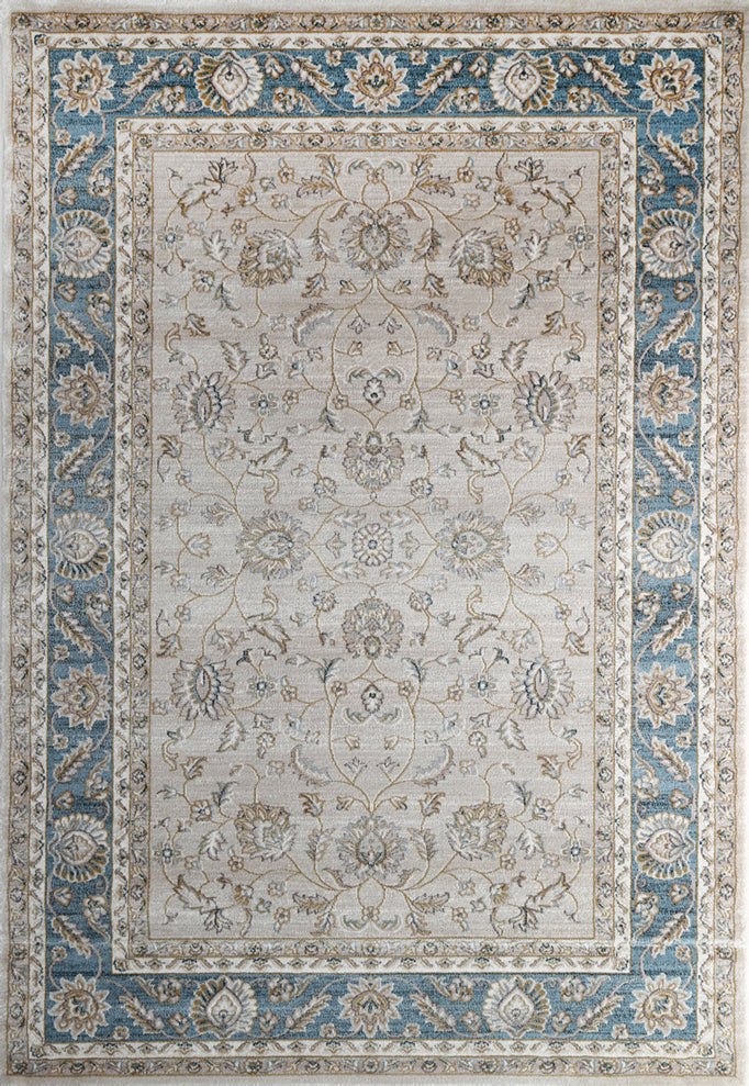 Oregon Beige Blue Border Rug