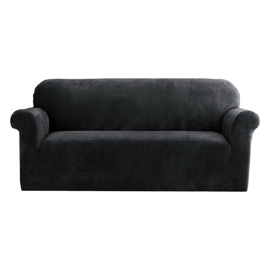 Artiss Sofa Cover Couch Covers 3 Seater Velvet Black