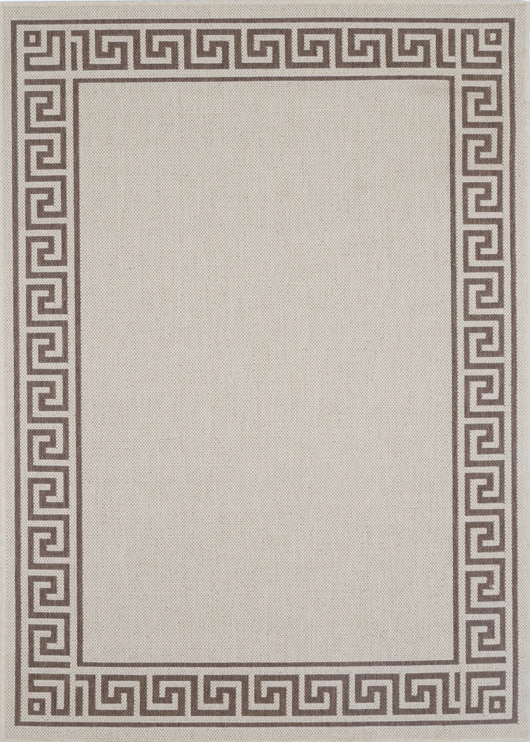 Sisalo Beige Bordered Patterned Rug