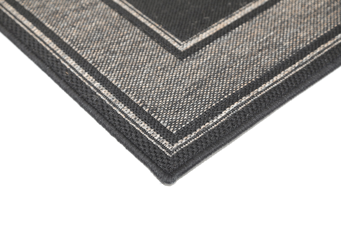 Sisalo Black Bordered Line Pattern Rug