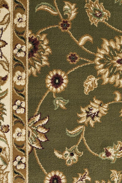 Sydney Collection Classic Rug Green With Ivory Border