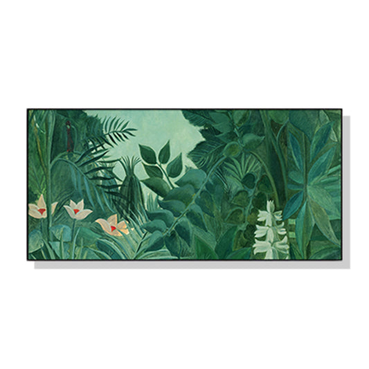 Wall Art 40cmx80cm The Equatorial Jungle Green Forest By Henri Rousseau Black Frame Canvas
